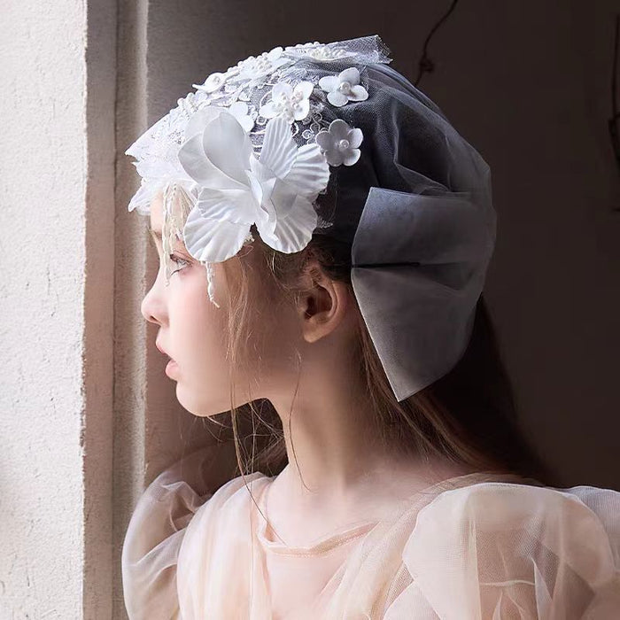 Dreamy Children's Headdress French Lace Hair Accessories High-end Flower Hat W023