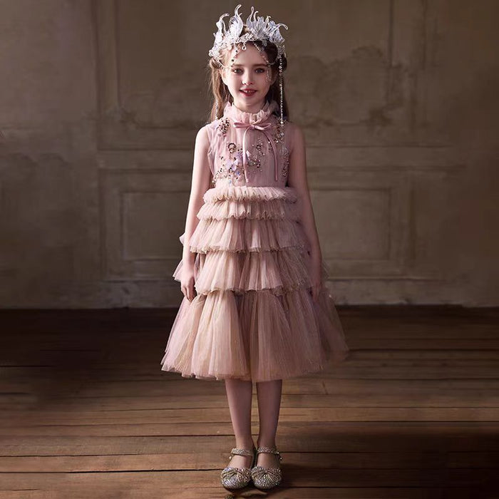 Dusty Pink Flower Girl Dress for Kids Party Birthday J390