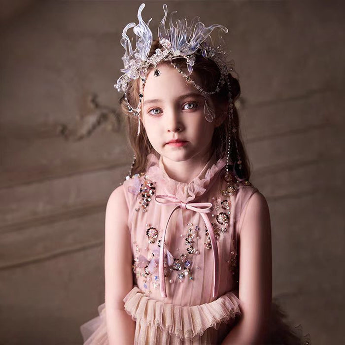 Dusty Pink Flower Girl Dress for Kids Party Birthday J390