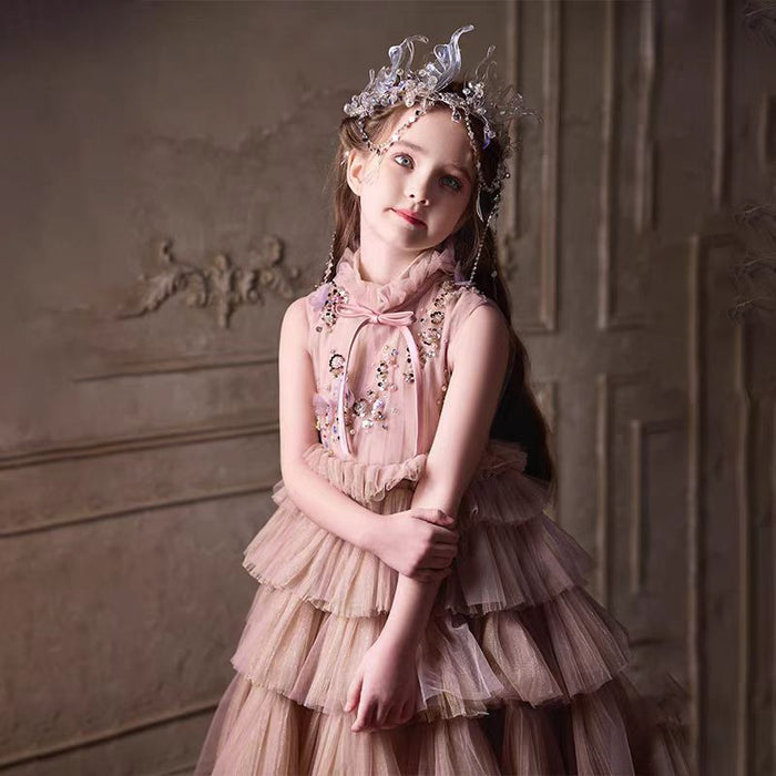 Dusty Pink Flower Girl Dress for Kids Party Birthday J390