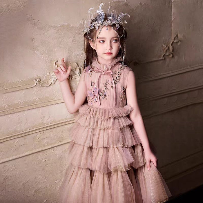 Dusty Pink Flower Girl Dress for Kids Party Birthday J390
