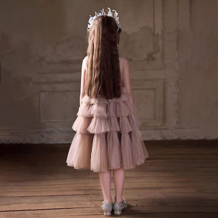 Dusty Pink Flower Girl Dress for Kids Party Birthday J390