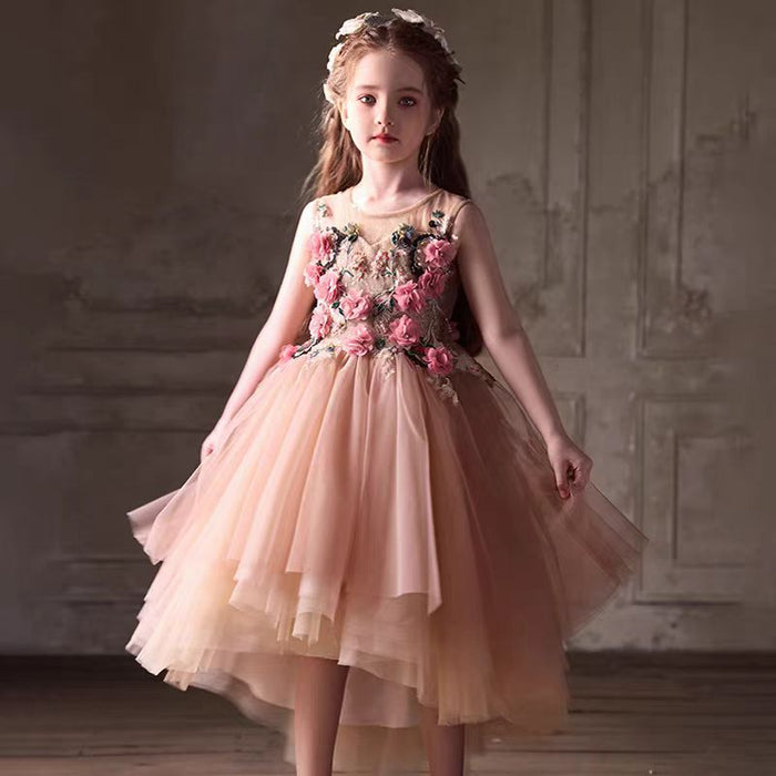 Dusty Pink Flower Girl Dress for Kids Party Birthday J396