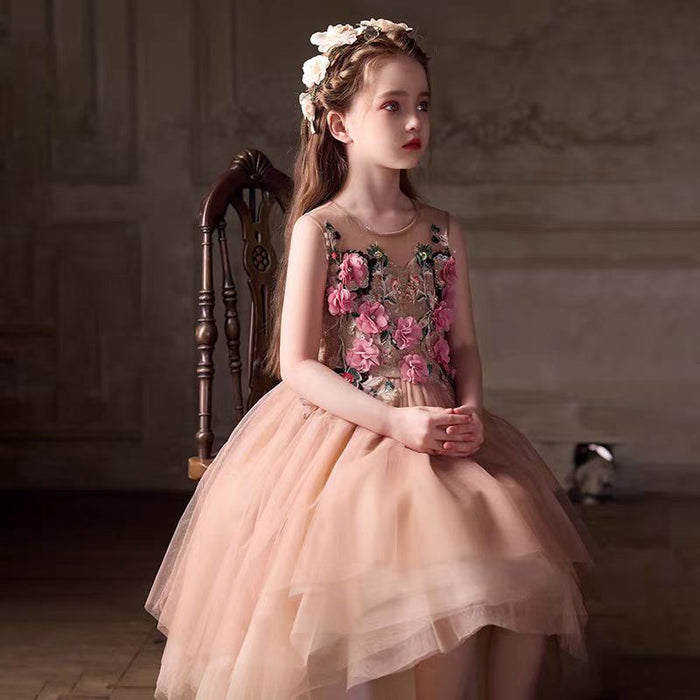 Dusty Pink Flower Girl Dress for Kids Party Birthday J396