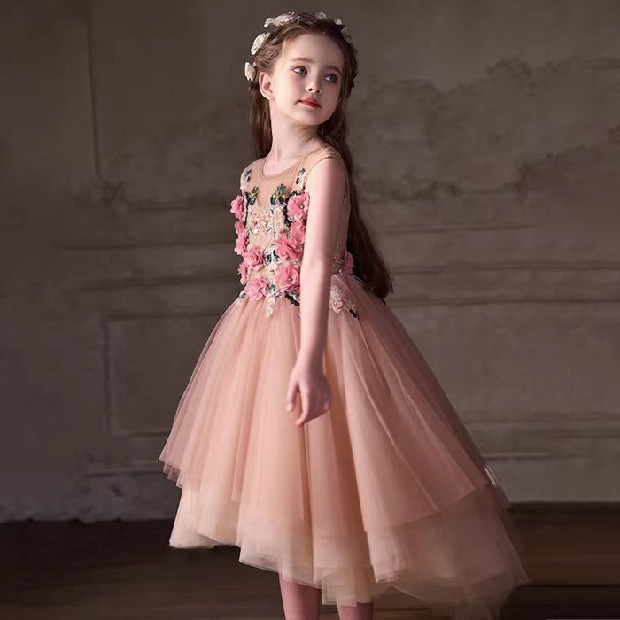 Dusty Pink Flower Girl Dress for Kids Party Birthday J396