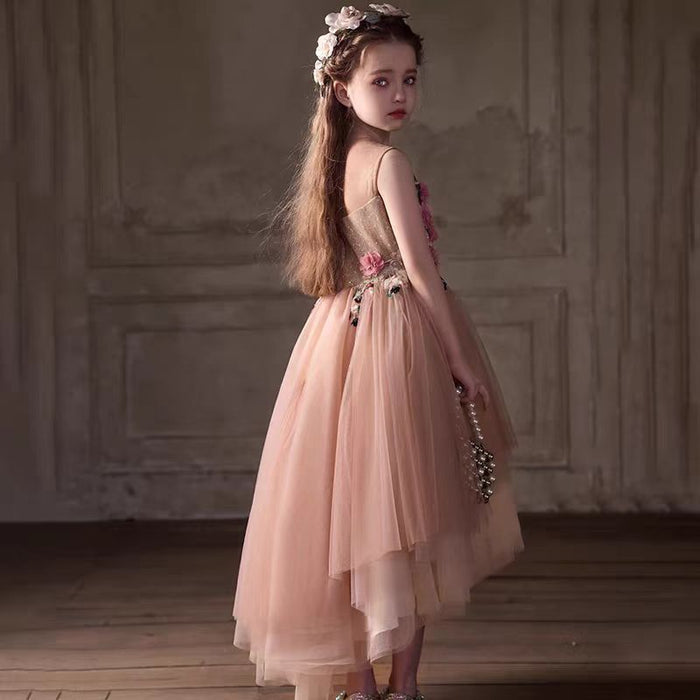 Dusty Pink Flower Girl Dress for Kids Party Birthday J396