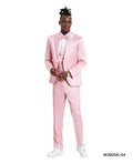 Dusty Rose Solid Shiny U-Shape Vest Mens-suit - Giorgio's Menswear