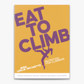 Book cover of 'Eat to Climb' with a silhouette of a climber on a yellow background