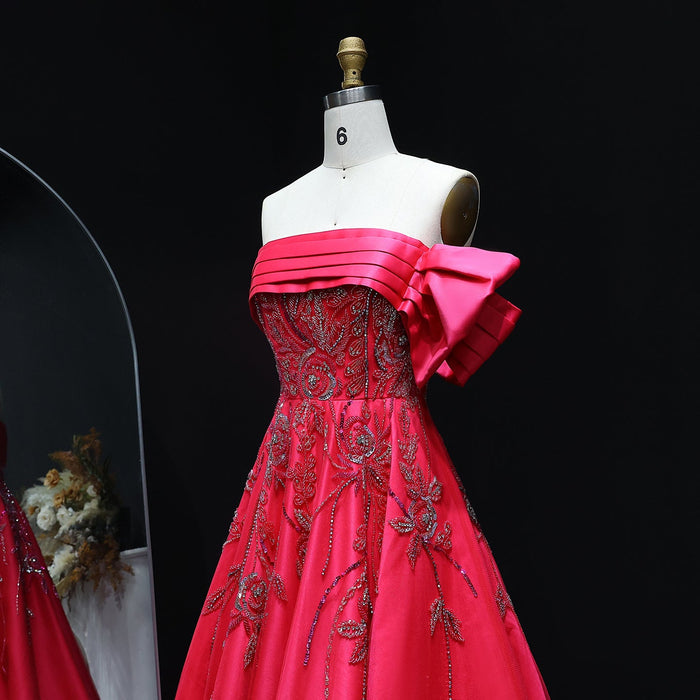 Elegant Fuchsia One Shoulder Evening Dress SS567