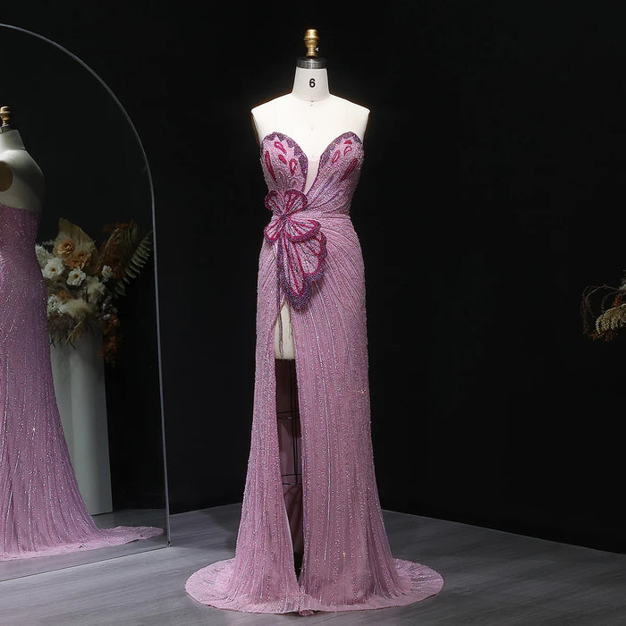 Elegant Sweetheart Pink Evening Dress Mermaid Gown SS267