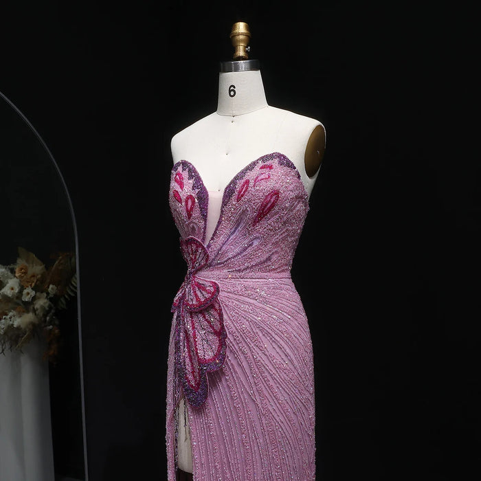 Elegant Sweetheart Pink Evening Dress Mermaid Gown SS267