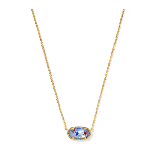 Elisa Necklace Gold Red White Blue Illusion