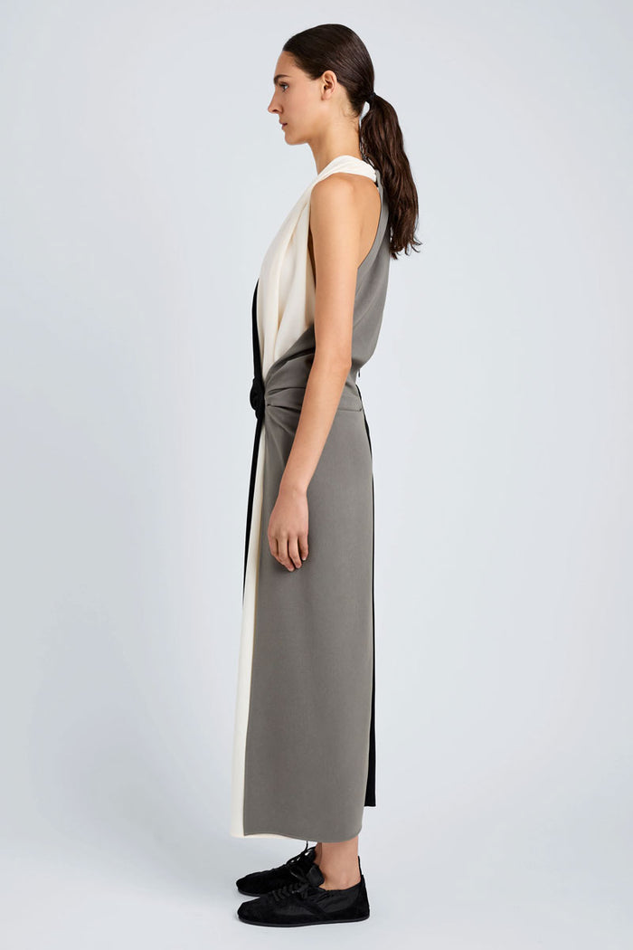 Elsa Dress in Matte Double Crepe - Black Multi