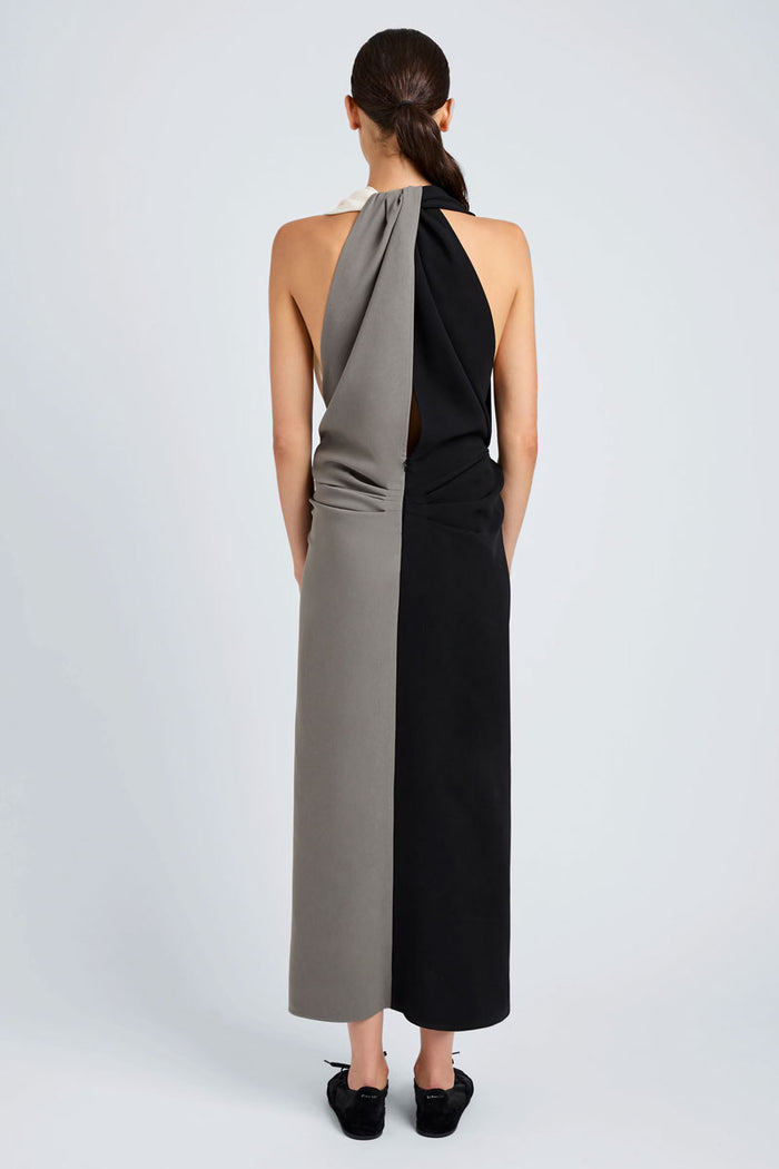 Elsa Dress in Matte Double Crepe - Black Multi