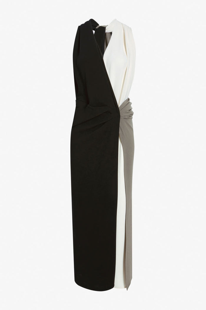 Elsa Dress in Matte Double Crepe - Black Multi