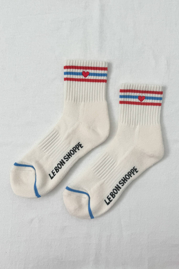 Embroidered Girlfriend Socks - Leche + Heart