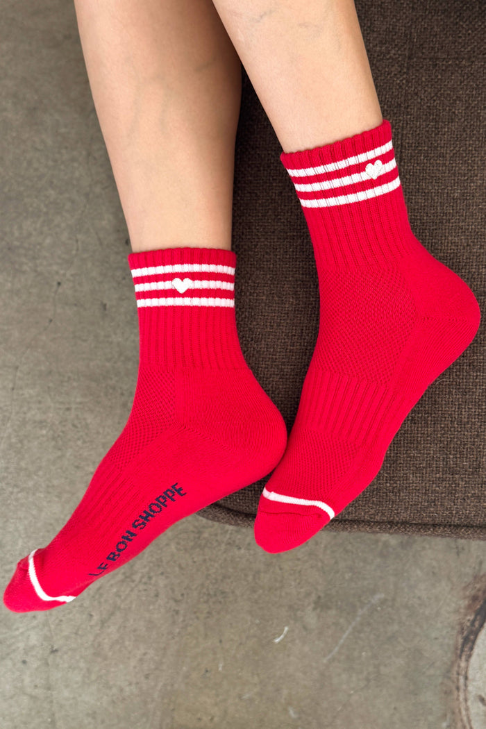 Embroidered Girlfriend Socks - Leche + Heart