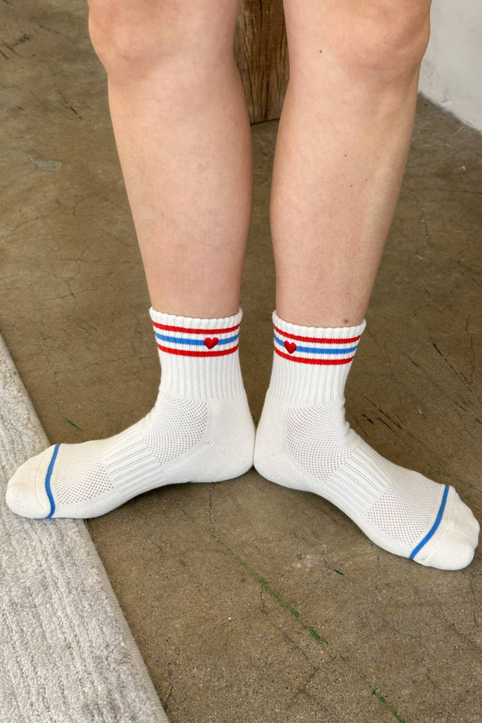 Embroidered Girlfriend Socks - Leche + Heart
