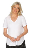 Emily Adams Stretch Bamboo V Neck Top (Black Only)