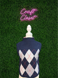 ENTRO Argyle Sleeveless Knit Top In Navy