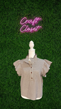 ENTRO Gingham Scalloped Sleeve In Brown