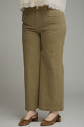 ENTRO Solid Horse Bit Detail Pant In Olive PLUS Sizes
