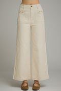 ENTRO Wideleg Pant With Horsebit Detail In Ecru