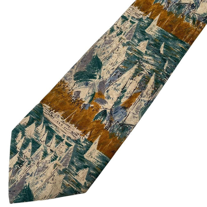Ermenegildo Zegna Multicoloured Boat Print Silk Tie