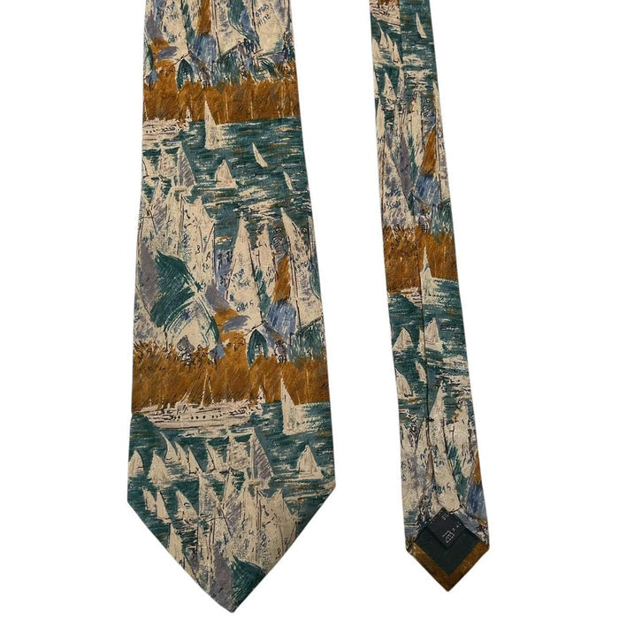 Ermenegildo Zegna Multicoloured Boat Print Silk Tie