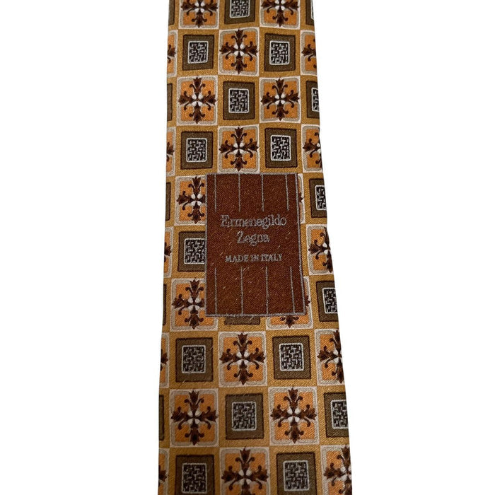 Ermenegildo Zegna Multicoloured Geometric Print Silk Tie