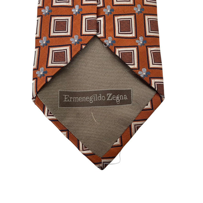 Ermenegildo Zegna Orange Geometric Silk Tie