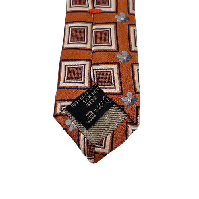 Ermenegildo Zegna Orange Geometric Silk Tie