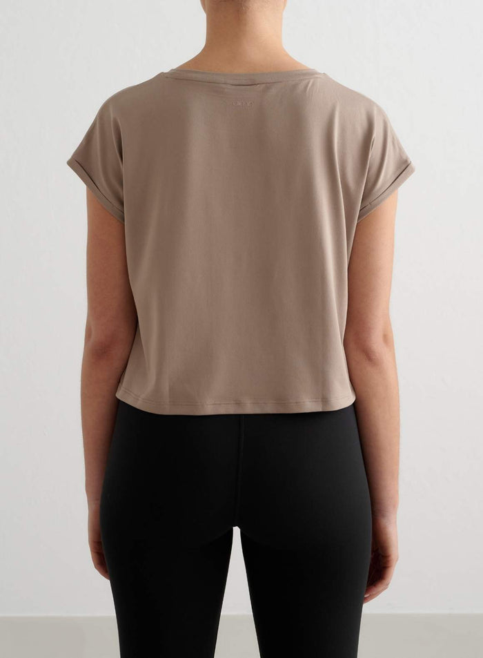 Espresso Soft Basic Roll Sleeve Top