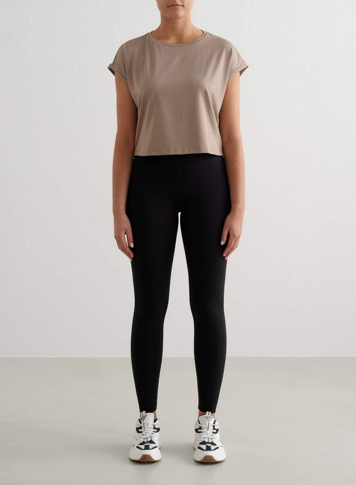 Espresso Soft Basic Roll Sleeve Top