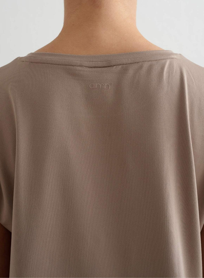 Espresso Soft Basic Roll Sleeve Top