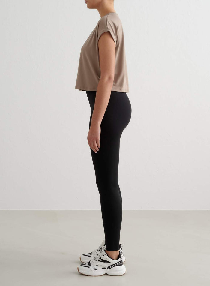 Espresso Soft Basic Roll Sleeve Top