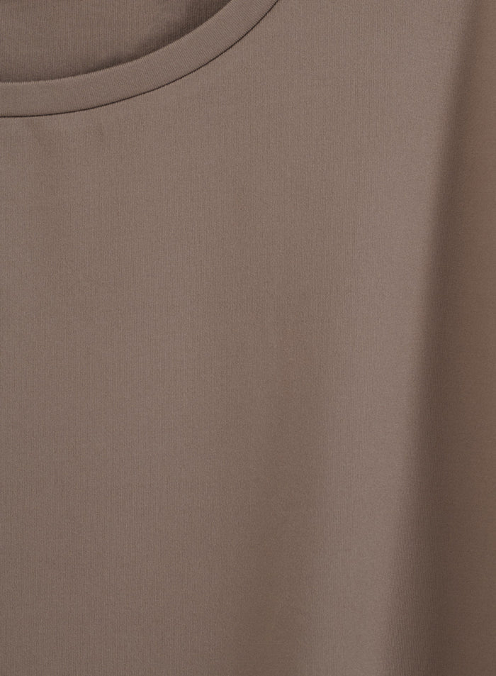 Espresso Soft Basic Roll Sleeve Top