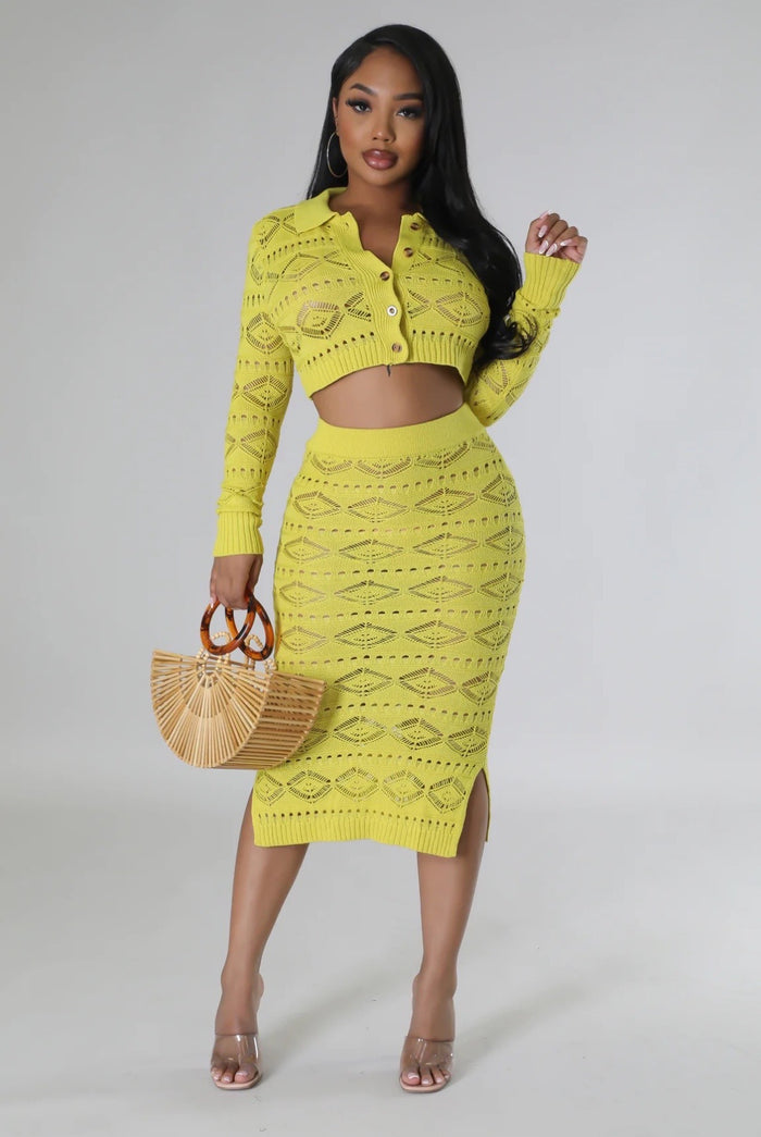 Fab......Knit Midi Skirt Set Good Time USA