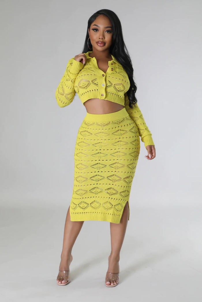 Fab......Knit Midi Skirt Set Good Time USA