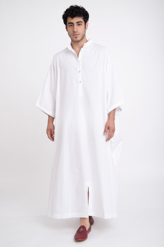 Fahed Buttoned Poplin Jellaba For Men