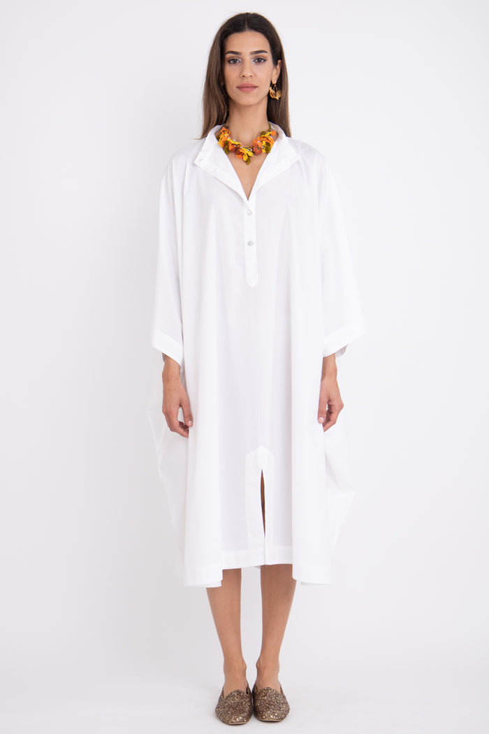 Fahed Buttoned Poplin Jellaba