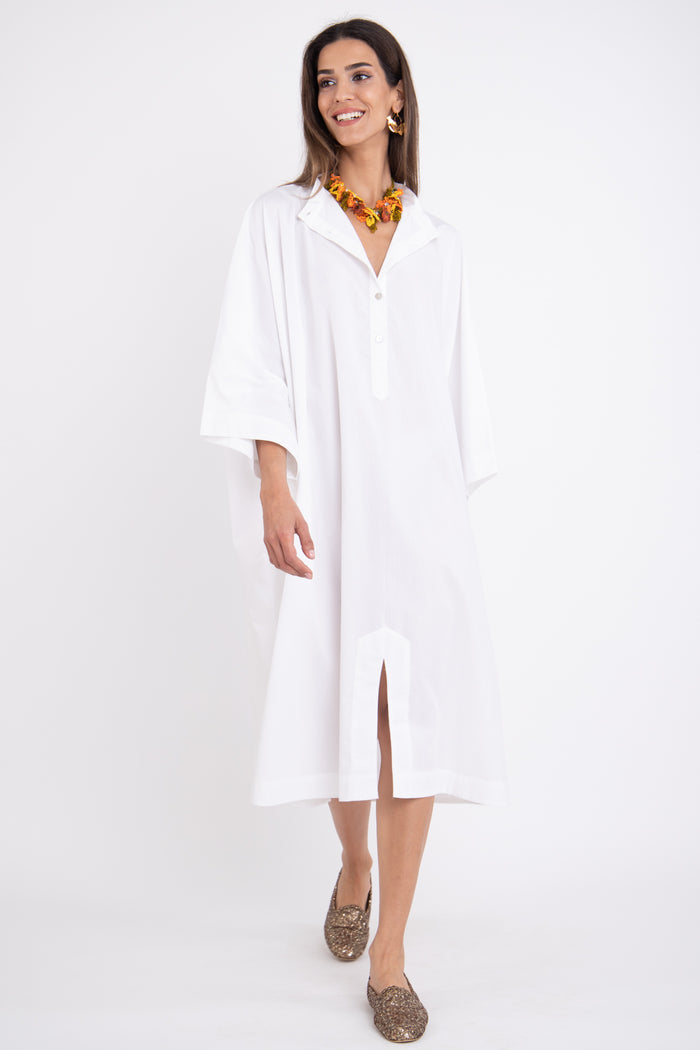Fahed Buttoned Poplin Jellaba