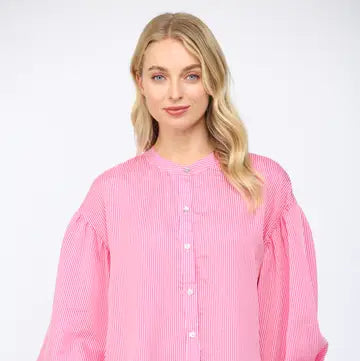 Fate Pinstripe Bubble Blouse