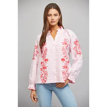 Fate Pintuck Detail Ruffled Blouse