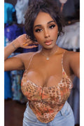 Fierce - Spaghetti Strap Animal Print Corset Crop Top