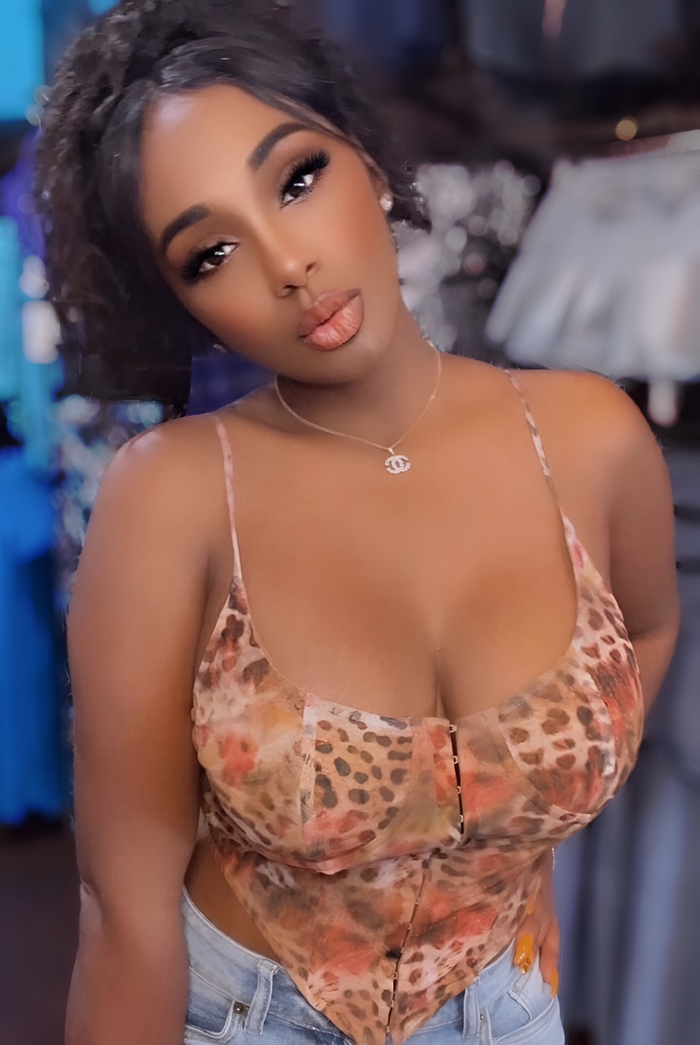 Fierce - Spaghetti Strap Animal Print Corset Crop Top