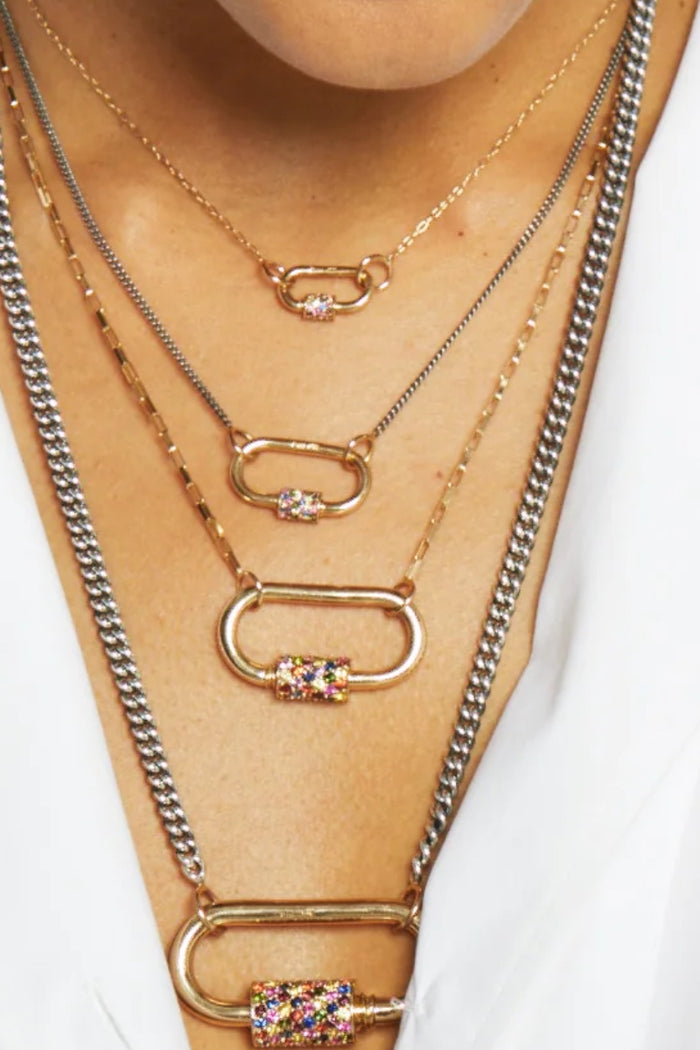 Fine Curb Chain - Sterling Silver w/ 14k Yellow Gold Loops