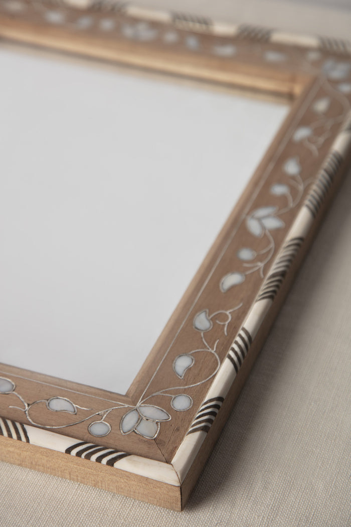 Flower Mother of Pearl Mirror With Bone
