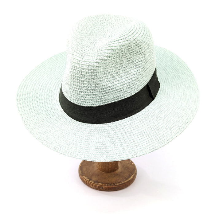 Folding Panama Style Travel Sun Hat - Mint Green (57cm)