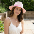 Folding Panama Style Travel Sun Hat - Vintage Pink (57cm)